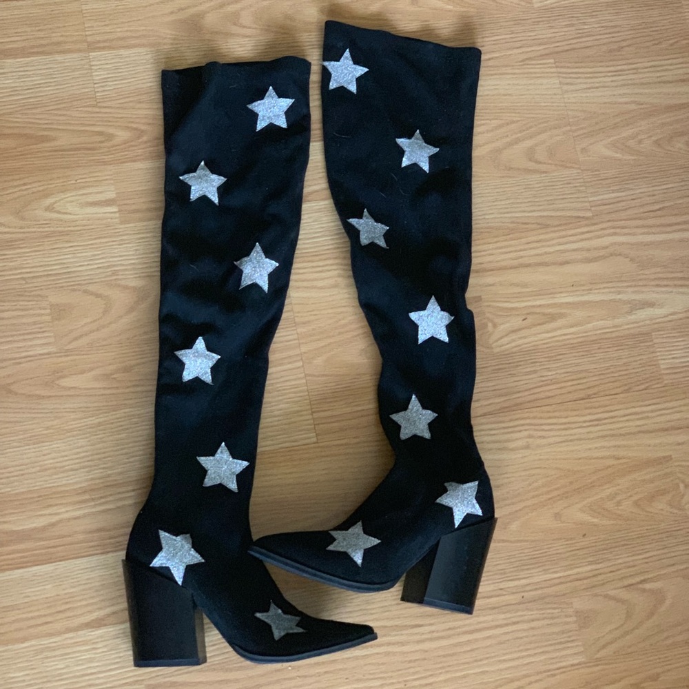 Pretty Little Thing over the knee Star boots